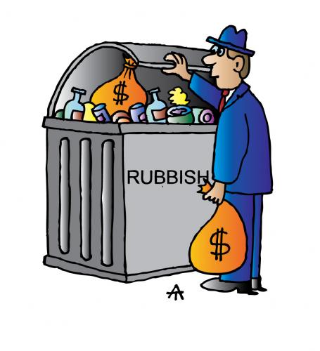 Cartoon: Dollar Rubbish (medium) by Alexei Talimonov tagged bank,financial,crisis,recession,money