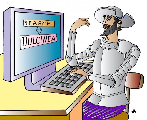 Cartoon: Dulcinea on PC (medium) by Alexei Talimonov tagged dulcinea,pc
