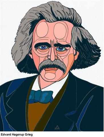 Cartoon: Edvard Hagerup Grieg (medium) by Alexei Talimonov tagged composer,musician,music,edvard,hagerup,grieg