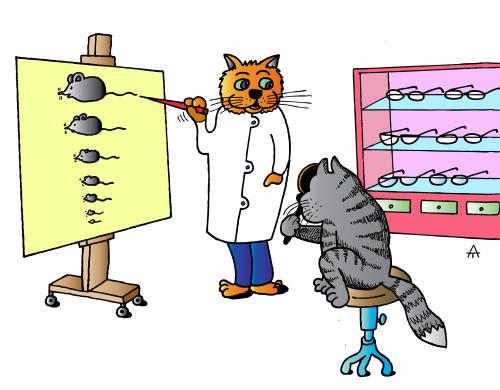 Cartoon: Eye Doctor (medium) by Alexei Talimonov tagged eye,doctor,pets,cat,mouse