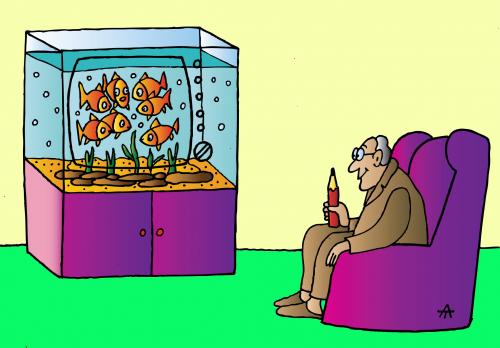Cartoon: Fish On TV (medium) by Alexei Talimonov tagged tv