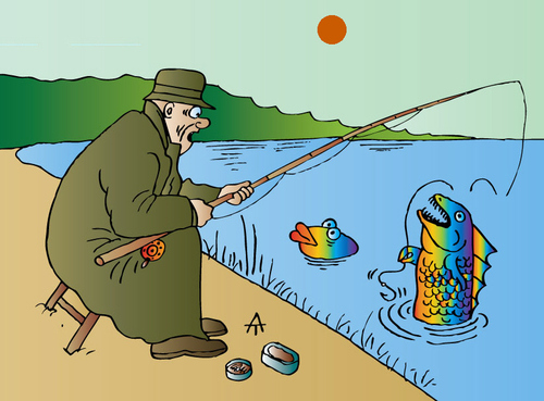 Cartoon: Fishing (medium) by Alexei Talimonov tagged fishing