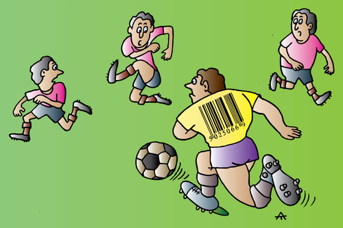 Cartoon: Football Barcode (medium) by Alexei Talimonov tagged football,barcode