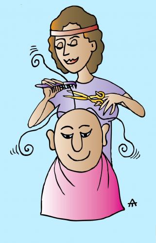 Cartoon: Hairdresser (medium) by Alexei Talimonov tagged hairdresser,hairdo,cut