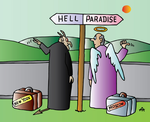 Cartoon: Hell and Paradise (medium) by Alexei Talimonov tagged hell,paradise
