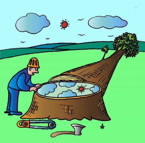 Cartoon: Man And Tree (medium) by Alexei Talimonov tagged nature,climate
