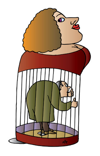 Cartoon: Man in cage (medium) by Alexei Talimonov tagged man,cage,woman