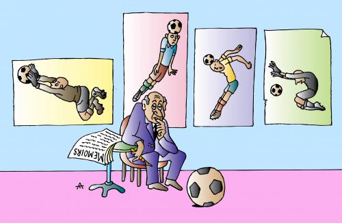 Cartoon: Memoirs (medium) by Alexei Talimonov tagged memoirs,football,soccer,literature