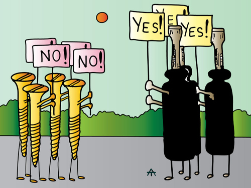 Cartoon: No - Yes (medium) by Alexei Talimonov tagged conflicts,debate