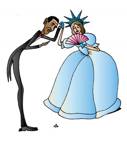 Cartoon: Obama and America (medium) by Alexei Talimonov tagged barack,obama,usa,elections,president,liberty