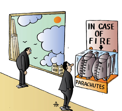 Cartoon: Parachutes (medium) by Alexei Talimonov tagged parachutes,fire