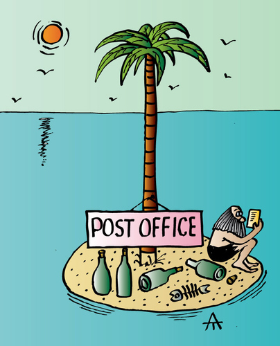 Cartoon: Post Office (medium) by Alexei Talimonov tagged post,office,island