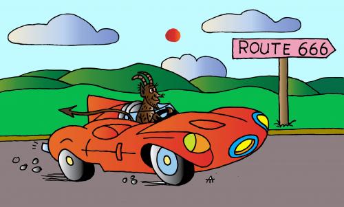 Cartoon: Route 666 (medium) by Alexei Talimonov tagged travelling,cars