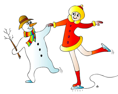 Cartoon: Snowman and girl (medium) by Alexei Talimonov tagged snowman,winter