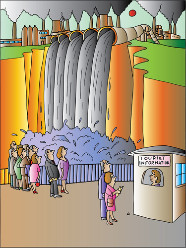 Cartoon: Waterfall (medium) by Alexei Talimonov tagged waterfall,pollution,industry