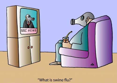 Cartoon: What is swine flu? (medium) by Alexei Talimonov tagged swine,flu,virus