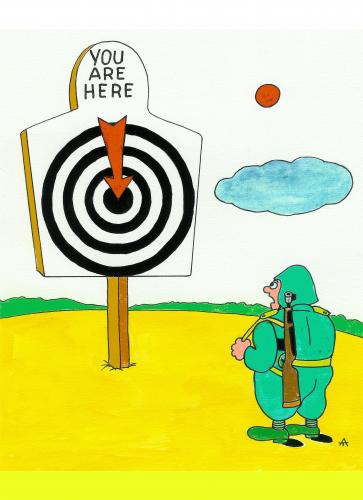 Cartoon: You are here (medium) by Alexei Talimonov tagged war,soldier