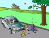 Cartoon: Car Under Repair (small) by Alexei Talimonov tagged accident,repair,car,nature