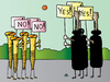 Cartoon: No - Yes (small) by Alexei Talimonov tagged conflicts,debate