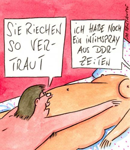 Cartoon: intimspray (medium) by Peter Thulke tagged intimspray,kosmetik,ddr,quickie,sex,sexualität,beziehung,partnerschaft,partnersuche,nackt,ddr,deutsche demokratische republik,osten,riechen,geruch,intim,intimspray,zeiten,zeit,generation,erinnerungen,erinnerung,nostalgie,geschichte,vergangenheit,deutsche,demokratische,republik