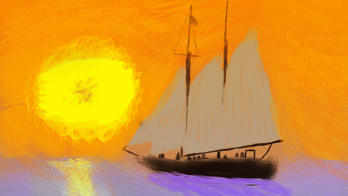 Cartoon: Schiff im Sonnenuntergang (medium) by ChrisCross tagged malen