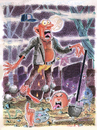Cartoon: Graveyard Artist (small) by Cartoons and Illustrations by Jim McDermott tagged graveyard,scary,horror,gravedigger,artist