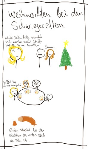 Cartoon: Weihnachten bei den Schwiegerelt (medium) by hartabersair tagged schwiegereltern,weihnachten,würstchen
