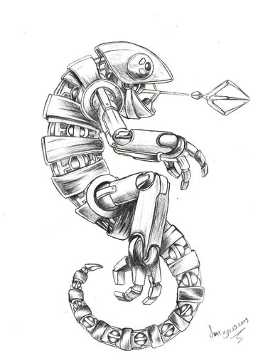 Cartoon: mekanik bukalemun (medium) by Suat Serkan Celmeli tagged mekanik,bukalemun