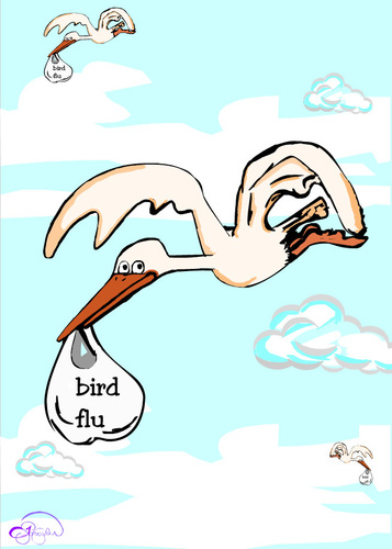 Cartoon: Bird Flu (medium) by duygu saracoglu tagged bird,flu