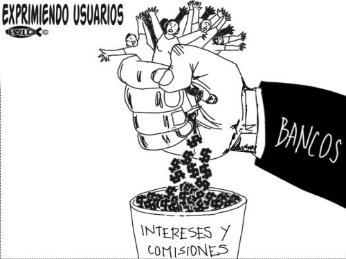 Cartoon: Exprimiendo usuarios (medium) by Empapelador tagged bancos,economia