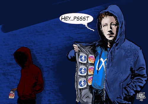 Cartoon: Additive apps (medium) by jean gouders cartoons tagged google,meta,zuckerberg,google,meta,zuckerberg