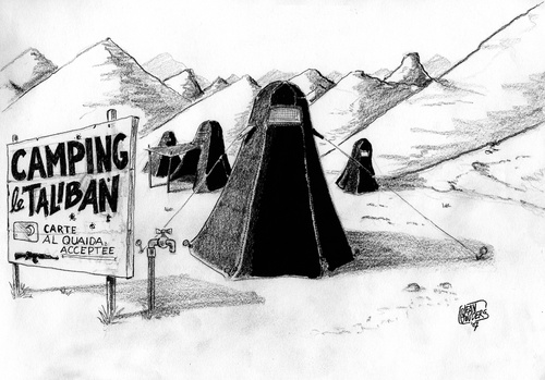 Cartoon: camping Taliban (medium) by jean gouders cartoons tagged burka,taliban,afghanistan,jean,gouders,burka,taliban,islam,terror,terrorismus,terroristen,religion,glaube,extremisten