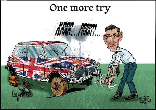Cartoon: One more try (medium) by jean gouders cartoons tagged rishi,sunak,uk,pm,rishi,sunak,uk,pm