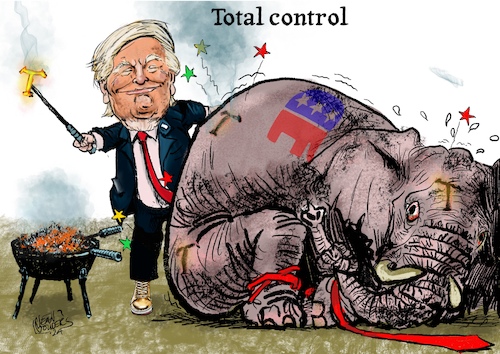 Cartoon: Total control (medium) by jean gouders cartoons tagged trump,republican,party,elections,trump,republican,party,elections