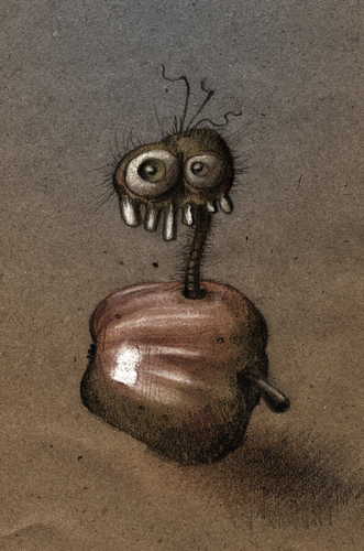 Cartoon: Worm (medium) by Hentamten tagged worm,apple