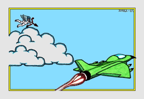 Cartoon: Ambush (medium) by srba tagged cupid,airplane,clouds