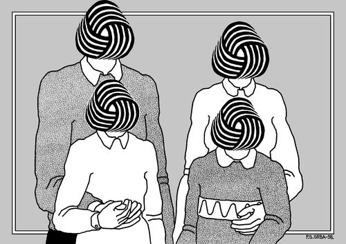 Cartoon: Cloned Family (medium) by srba tagged family,cloning,woolmark