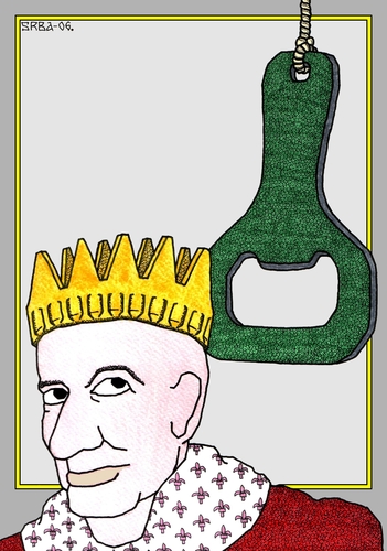 Cartoon: King Beer (medium) by srba tagged king,crown,beer,damocles