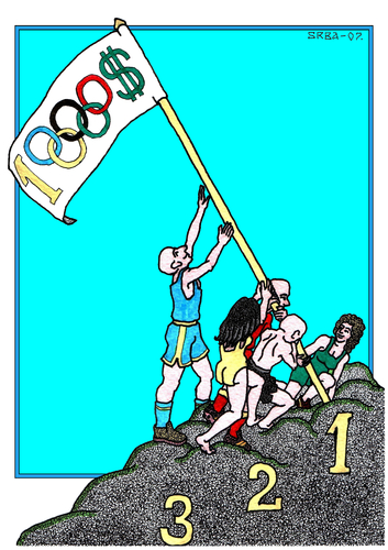 Cartoon: Olympic Games (medium) by srba tagged money,flag,sport,games,olympic