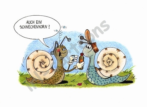 Cartoon: Schneckenkorn (medium) by irlcartoons tagged tierwelt,schnecke,schneckenkorn,schnaps,wortwitz,garten
