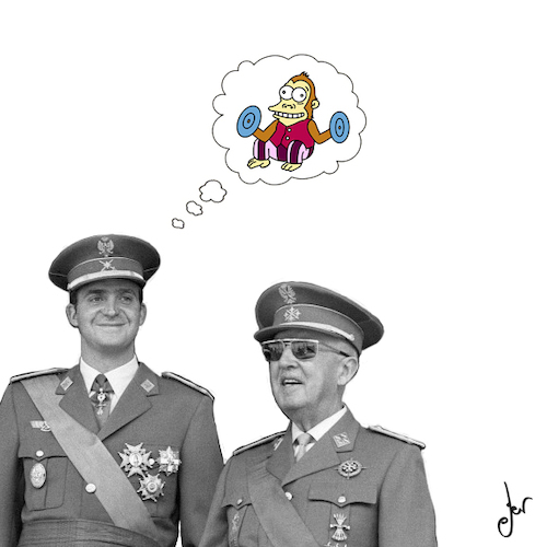 Cartoon: 1.1 Franco y Juan Carlos I (medium) by german ferrero tagged franco,rey,spain,franquismo,transicion