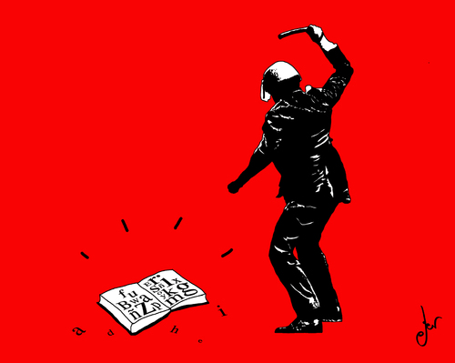 Cartoon: polibro (medium) by german ferrero tagged police,policia,cultura,libro,book,culture,represion,ger,antruejo