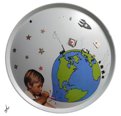 Cartoon: world (medium) by german ferrero tagged world,mundo,boy,child,futuro,ger,parabolica,antena