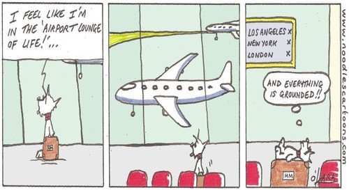 Cartoon: Running to stand still!.. (medium) by noodles cartoons tagged art,modern,fun,dog,airport,aeroplane,cartoon