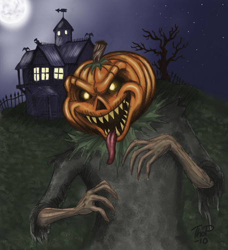 Cartoon: Happy Halloween (medium) by thopman tagged halloween,scary,pumpkin,witch,ghost,house,haunted
