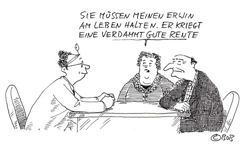 Cartoon: Mein Erwin (medium) by Christian BOB Born tagged leben,tod,rente,erwin,mann,frau,arzt,patient