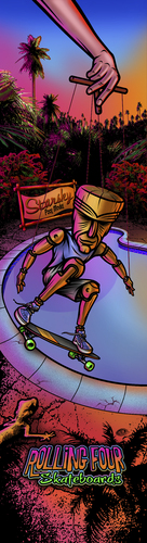 Cartoon: Board-Graphic for Rolling Four (medium) by elle62 tagged skateboards,lifestyle,funsports