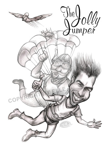 Cartoon: jolly jumper sketch (medium) by elle62 tagged cartoon,basejumping
