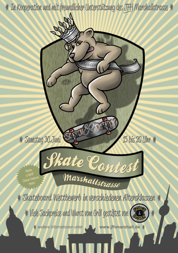 Cartoon: Skate teddy (medium) by elle62 tagged kickflip,contest,skateboard,teddybear,berlin
