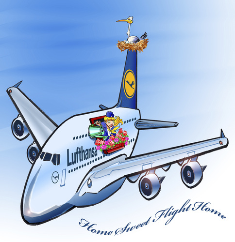 Cartoon: Airbus A380 Home (medium) by llumetis tagged plane,travel,home,sweet
